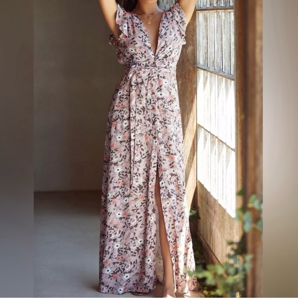 MAAJI -floral ruffle maxi dress size s party feminine ditzy